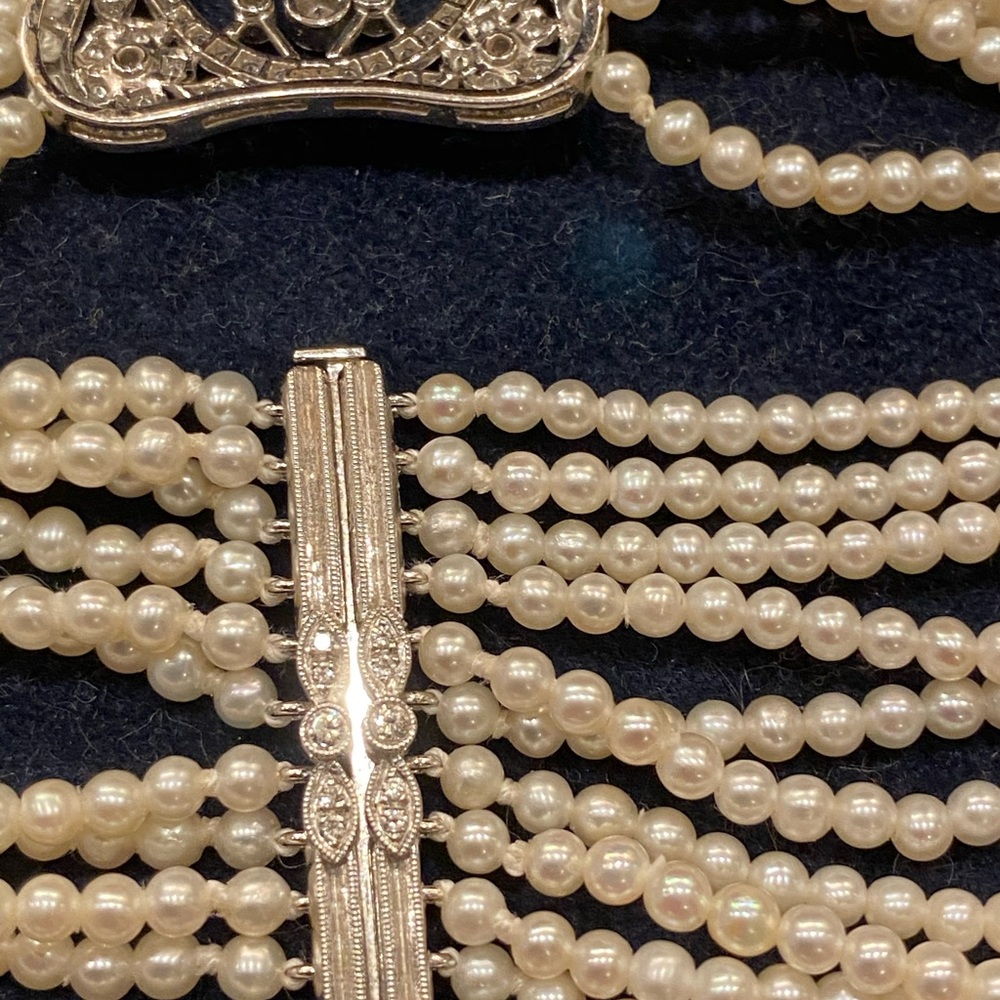 DIAMOND PLATINUM AND SEED PEARLS  CHOCKER - Picture 12 of 16
